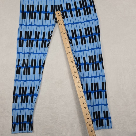 Lularoe OS One Size Leggings Two‎ Tone Blue Black Piano Keyboard Keys - Picture 3 of 8